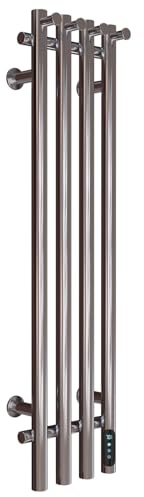 ESOP Scaldasalviette Elettrico Cromo Radiatore Scaldasalviette 95 x 26 cm 100 W Termoarredo Elettrico da Bagno Termostato WiFi Intelligente Asciugabiancheria da Parete Stendino Elettrico con 8 Ganci