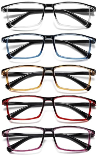 Hubeye Leichte Lesebrillen für Damen & Herren Blaulichtfilter Brille mit Federbügel Flexible TR90 Computerbrille Quadratische Lesebrille mit Klarer Linse 1.50