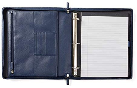 LVUNZJCA Schreibmappe Aktenkoffer Mit Reißverschluss Multifunktionsaktentasche Leder Aktenhalter für Privatpersonen, Führungskräfte(Blue)