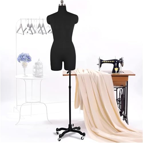 Weibliches Kleidermodell, Torso-Körper, Kleidungsformen, Schneiderpuppe auf Rädern, höhenverstellbar, für maßgeschneidertes Design,XXL-Model88-Black
