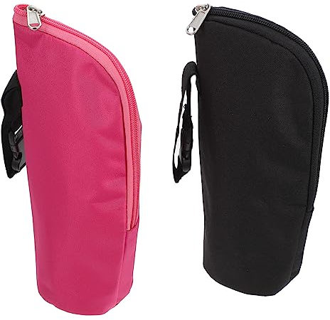 MOLUCKFU 2 Stück Babyflaschentaschen Wärmeisolierende Flaschenhüllen Aus Stoff Wärmeschutz Reißverschluss Schwarz Pink Babyflaschen Zubehör Für Unterwegs
