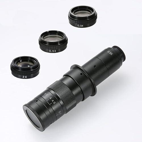 Mikroskop Industrielles Videomikroskop C-Mount-Objektiv 120X 180X 300X Lupe 0,3X 0,5X 2X Erhöhter Arbeitsabstand Objektivlinse(180X 0.3X 0.5X 2X)
