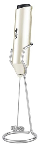 Keplin Mousseur à lait portatif en acier inoxydable – Mélangeur à café portable à piles pour latte, matcha et boissons protéinées – Ergonomique, compact, facile à nettoyer et à utiliser (crème)