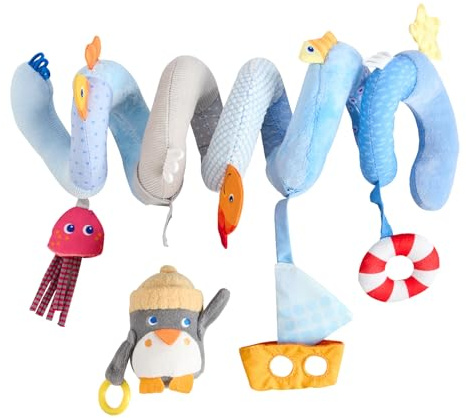 HABA Mobile-Spirale Pinguin – abnehmbare Tier-Figur, Glöckchen und Spiegelfolie, für Kinderwagen und Gitterbett, für Babys ab 0 Jahren, Geschenk zur Geburt – 2012335001