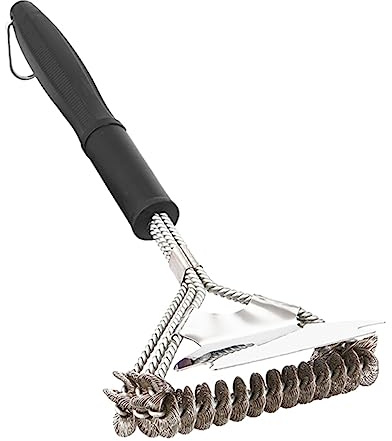 Brosse pour Barbecue D'extérieur 1 Pièce, 16, 5 Pouces, Acier Inoxydable | Fil Galvanisé Rainures de Surface Pp , Crochet Circulaire et Structure à Trois Têtes