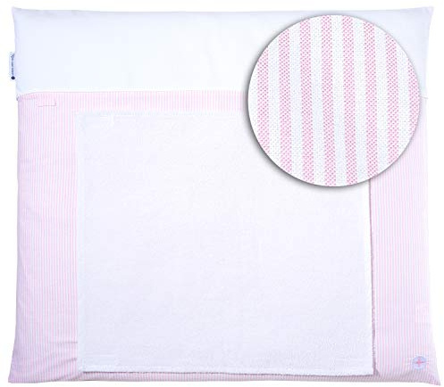 Nordic Coast Company Baby Wickelauflage 70x80 von nordic coast | waschbar Wechselhandtuch Frottee nachhaltig Bezug mit Füllung Waschmaschine geeignet & mit Waschbaren Bezug (Rosa)