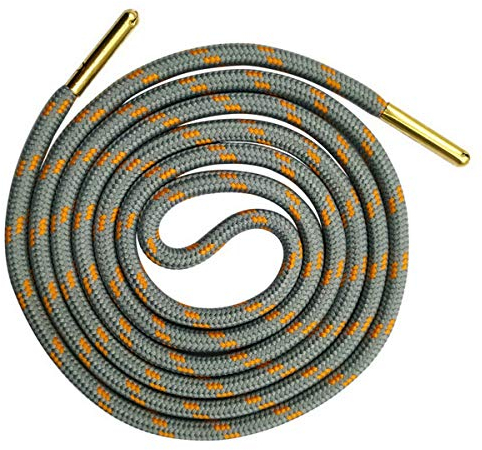 TikTako Metal Head athletischer Sport Runde Shoelaces Fit All Sport Laufschuhe Schnürsenkel-Wellen-Punkt Striped Polyester Schnürsenkel, 05 Hellgrau Orange 140 cm