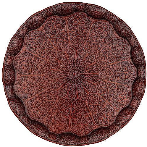 Alisveristime Ottoman Serviertablett aus Metall, für Kaffee und Tee, 34,5 cm (Kupfer)