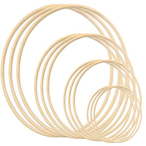 Lot de 12 cerceaux en bois de bambou pour macramé pour décoration de mariage, 15cm, 20cm, 25cm, 30cm