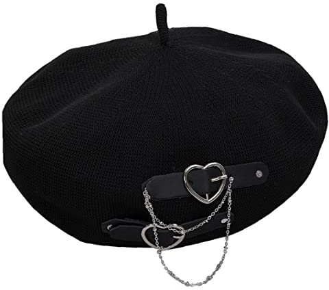 PiniceCore Gotisk basker svart kvinnor Lolita sommar flickor hjärta spänne mössa Jk hatt