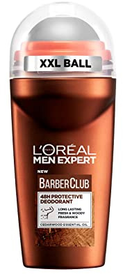 L'Oreal Men Expert Barber Club Deodorant, Cedarwood fragrance, Roll-On 50ml | High Performance Formula Infused with Natural Cedarwood Essential Oil for Long-Lasting Fragrance, Barber Club Spray, Roll On