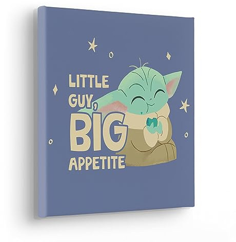 Komar Komar Tableau sur châssis – Le Mandalorian Little Grogu Appétit – Dimensions : 30 x 30 cm – Image murale pour chambre d'enfant, chambre d'enfant