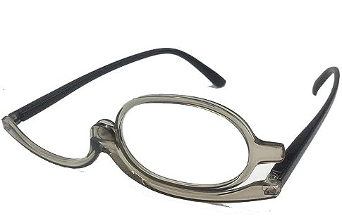 HIMMS Occhiali Trucco, Occhiali Da Lettura Donne Portatili Rotanti E Pieghevoli Lente Singola, Lettori Cosmetici, 1.50 - +3.50 (Color : Gray, Size : +2.50)