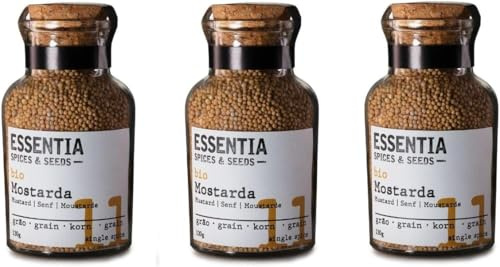 Semillas de Mostaza - Pack de 3 Frascos de 130g - Sabor Intenso y Picante - Recomendadas para Múltiples Platos - Propiedades Antioxidantes - Origen Portugués - Producto Gourmet
