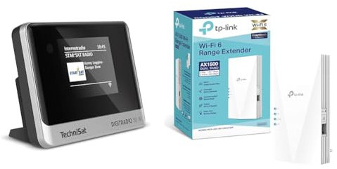 TechniSat DIGITRADIO 10 IR - Adapter für Internetradio & DAB+/UKW mit WLAN & TP-Link RE500X WiFi 6 WLAN Verstärker Repeater AX1500