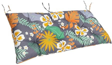 Cojín impermeable para asiento de banco de jardín al aire libre, 8 cm de grosor, diseño de flores, repuesto para patio, banco de parque o columpio, 150 x 50 x 8 cm