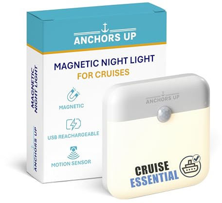 Cruise Cabin Night Light with Motion Sensor – USB Rechargeable – LED Motion Sensor Light – Magnetic – Warm White – Tested on P&O, Marella, MSC and More – Cruise Essentials by AnchorsUp