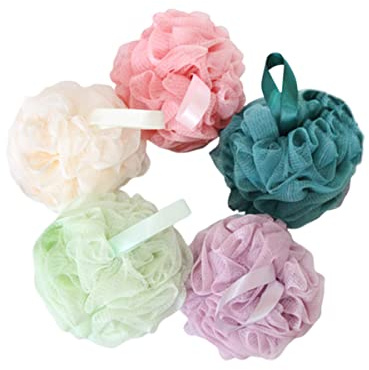Ipetboom Esponjas De Baño 5 Piezas Multicolor Tamaño Estándar Para Adulto Tacto Suave y Depurador Corporal Para Ducha Diaria Accesorios Baño