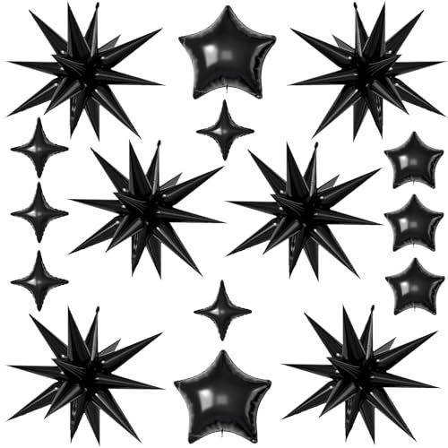Ballons Aluminium Étoile, 16 Pièces Gonflable Étoiles Noires pour Baby Shower, Mariage, Anniversaire, Décoration de Fête