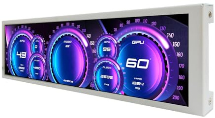 VSDISPLAY Monitor LCD de 9.1 pulgadas 462 x 1920 pequeña pantalla de barra estirada para D32 computadora PC pantalla frontal AIDA64 CPU GPU RAM datos de temperatura, color blanco