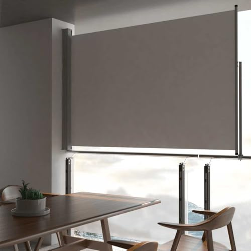 Tenda da Sole Laterale Retrattile, Grigio 160x300 cm, Tessuto Poliestere UV e Struttura in Ferro, Frangivista Balcone e Separe da Esterno, con Retrazione Automatica