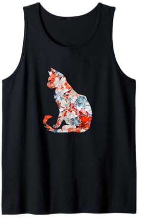 Gatto Origami Gatti Giapponesi in Fiore di ciliegio Giappone Canotta