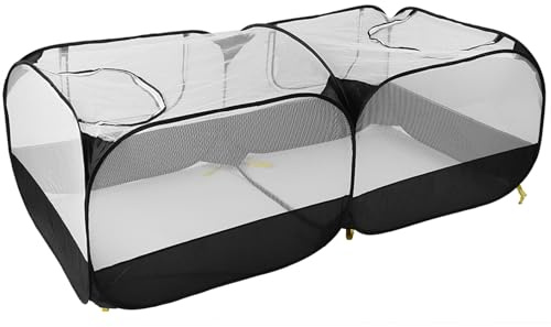 SPYMINNPOO Valla para Mascotas Al Aire Libre Plegable Portátil para Gallinero para Gallina, Pato, Conejo, Red Transparente, Fácil Configuración para área de Juegos de Césped, Azul,
