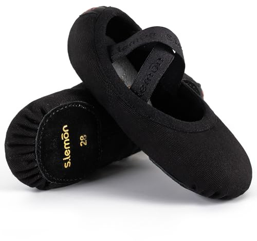 s.lemon Chaussure de Ballet,Toile Élastique Semelle Fendue Chausson Ballet pour Filles Femmes Noir 41