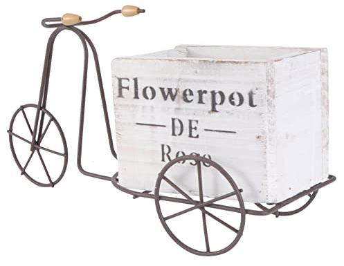 Wooden Bicycle Ornament Planter Holder 9.4X3.5X3.1 Inch Indoor Outdoor Decorative Flower Box Wooden Ornaments for Garden