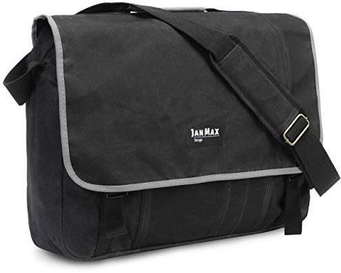 Jan Max - Canvas - Umhängetasche Arbeitstasche Schultertasche, Herren Tasche, Messenger Bag mit Laptopfach