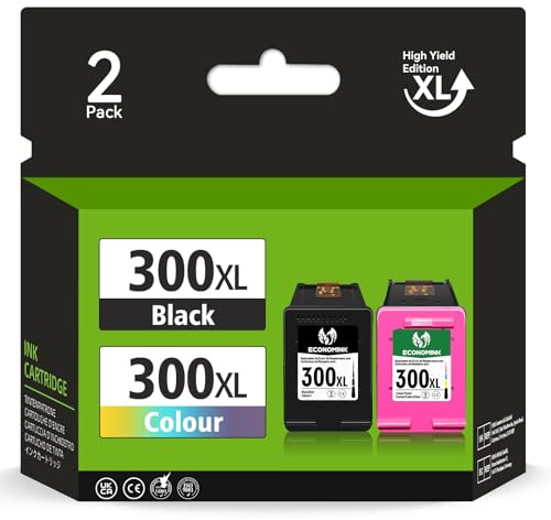 Economink 300XL Schwarz und Farbe Kompatibel für HP 300 XL Druckerpatronen Multipack für PhotoSmart C4780 C4680 DeskJet F4580 F4280 F4210 F2480 D5560 Envy 120 110 114 100 Drucker(2er-Pack)