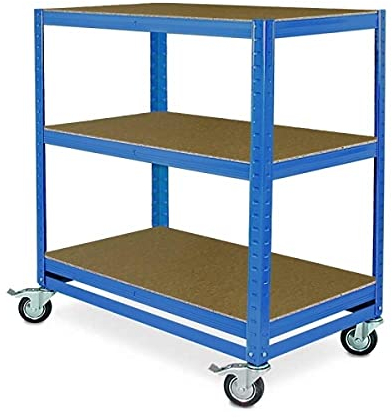 BRB Kommissionierwagen/Etagenwagen mit 3 Ebenen, BxTxH 900x500x1030 mm, Tragkraft 200 kg (blau)