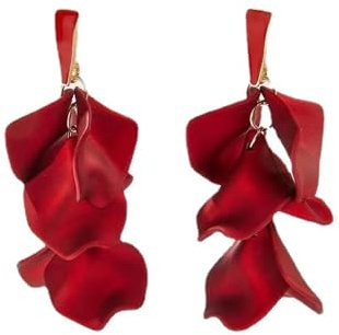 TOFBS Ohrringe Damen Rose Blumen Lange Hängend Quasten Ohrstecker Elegant Tropfen Statement Rosenblüten Silber 925 Ohrringe Hochzeit Brautjungfer Schmuck für Frauen Mädchen
