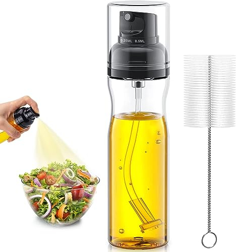 Vaporisateur Huile, 250ml Spray Huile Cuisine avec Brosse, buse Réglable, y Compris 0.25ml Mode et 0.5ml Mode, Pulvérisateur d'huile, Largement Utilisé pour la Cuisson, la Friture, le Barbecue