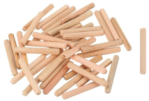 sourcing map 200 Stück 5/16 Zoll x 2-3/8 Zoll Holzdübelstifte, Holzdübel, Stangen, Möbel, Holzbearbeitung, gerillter Stift, Holzdübel geriffelt für Handwerk, DIY-Projekte