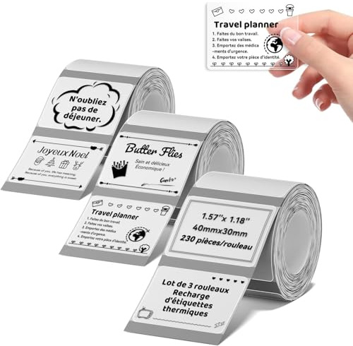 NIIMBOT 3 Rouleaus Etiquette Pour B1 B2 B21 B3S B31 B4&K3 Imprimante, Address Etiquette 40x30mm,230 Pcs/Rouleau, Transparent