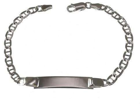 Minoplata Pulsera infantil esclava hueca eslabón ancla de Plata de ley 925 17cm