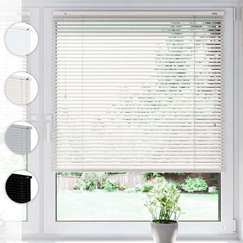 SONELLO Aluminium Jalousie 75cm x 220cm Weiß Alu Jalousie Klemmfix ohne Bohren Sichtschutz Blendschutz Lichtschutz Sonnenschutz für Fenster und Türen