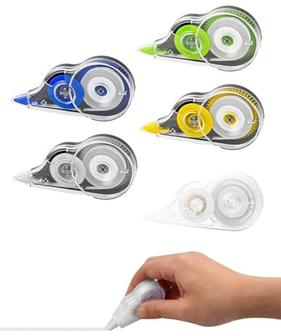 TPZORJX 12 Pezzi Bianchetto a Nastro,Nastro correttivo per cancellare,12 m x 5 mm Pocket Correttore a Nastro Scolorina,Nastro correttivo per cancellare,per Bambini Studenti Ufficio Scuola Casa