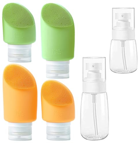 Set compacto y ligero de botellas de silicona de viaje para artículos de aseo - Kit higiénico, sin olores y duradero a prueba de fugas para viajes largos y cortos, equipo esencial para viajeros y camp