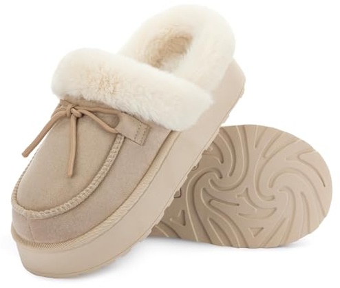 RockDove Pantuflas de microgamuza con plataforma de espuma viscoelástica para mujer con suela interior y exterior