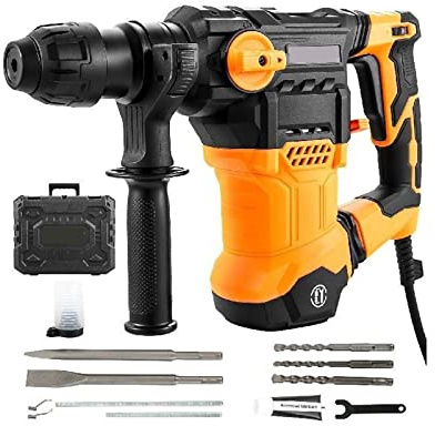 Taladro percutor rotativo de 1500W, perforación máxima de 32mm, 4 modos, SDS-Plus, martillo neumático for demolición con cable, triturador de hormigón y Metal Para bricolaje