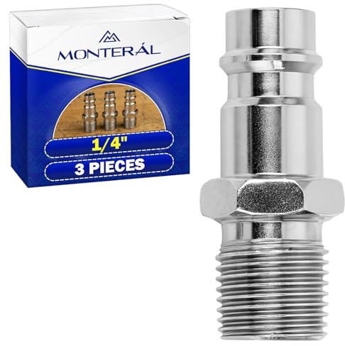 3 Pezzi Attacchi Rapidi Aria Compressa con Filettatura Maschio da 1/4 - Attacco Rapido Aria Compressa per Tubi Pneumatici per Compressore per Utensili Pneumatici - MONTERAL
