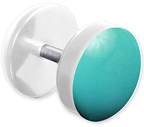 viva-adorno® 1 st. Fake Plug stiftörhängen rostfritt stål akryl vit med färg emailed Front Z465 e rostfritt stål, colore: Ljusblå/turkos, cod. Z465