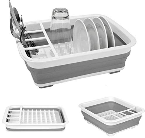 Collapsible Dish Drying Rack Portable Dish Drainer Dinnerware Organizer for Kitchen RV Campers Storage