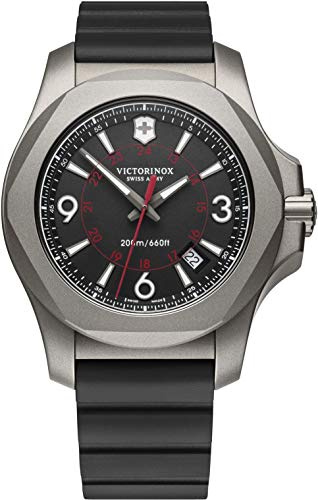 Victorinox herr I.N.O.X. Titan – tillverkad i Schweizisk analog kvarts titan/läderklocka 241833, brun/svart, Armband