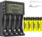 Rechargeable Batteries with Charger 4 Slot LED, 2600mAh 4 Pack Universal Household Battery Chargers for AA AAA Ni-MH Ni-CD Batteries, USB Fast Charging(4 slot Charger+4*AA Yellow)