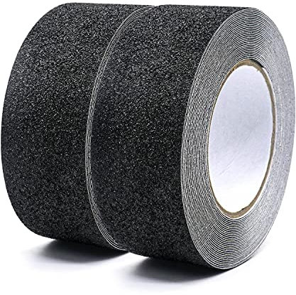 Cinta adhesiva Antideslizante, Cinta Adhesiva Antideslizante Negro, fuerte Seguridad Adhesiva para Uso en interiores y Exteriores, 2 Rollos negro 5 cm x 10m,BOMEI PACK
