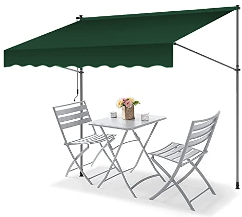 REALN 2 x 1,2 m Balkon Markise, Klemmmarkise, Standmarkise Balkon, 100% Polyester, Außenüberdachung – für Terrasse/Balkon/Hof (Color : Green, Size : 78.7in/2m)