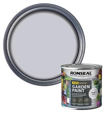 SAVING HUB Garden Paint 250ml - For Outdoor Furniture Wood, Benches, Metal, Brickwork, Terracotta - Exterior Wood Paint Waterproof & Weatherproof Touch Dry In 1 Hour (Pewter Grey)